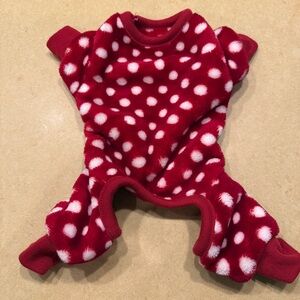 Pup Gear Red Plush Polka Dot Dog Playsuit Outfit Size X Small